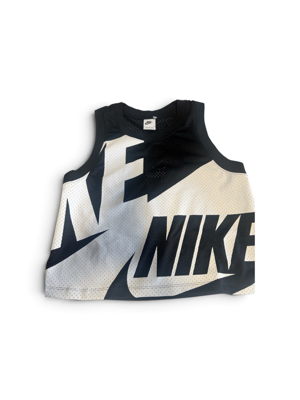 Nike Black & White Kids Graphic Mesh Crop Tank - Picture 5 of 6